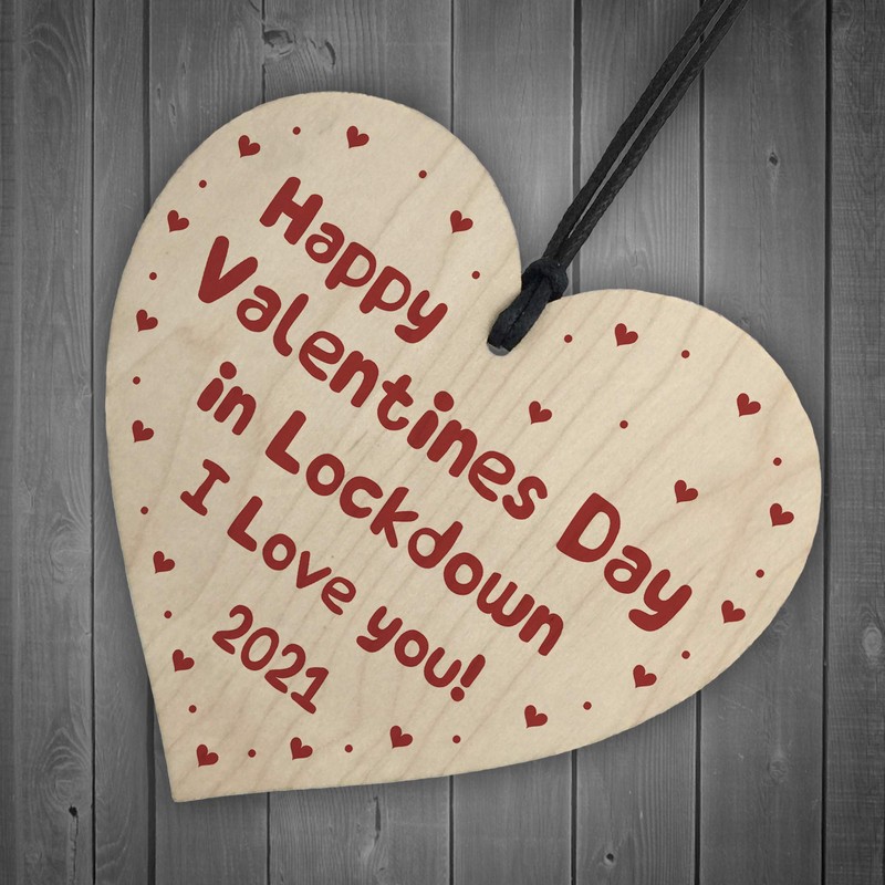 RED OCEAN Happy Valentines Day In Lockdown Gift Wooden Heart