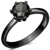 1.0 Carat Classical Stainless Steel Solitaire Engagement Ring (Full Black,