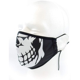Headmost Comfymask 3 Layer Large Fabric Facemask: Water Repellent, Washable, Breathable & Toggle Adjustable Face Mask (Skull FACE)