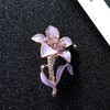 Purple Flower Enamel Pin Crystal Rhinestone Flower Brooches Women Wedding