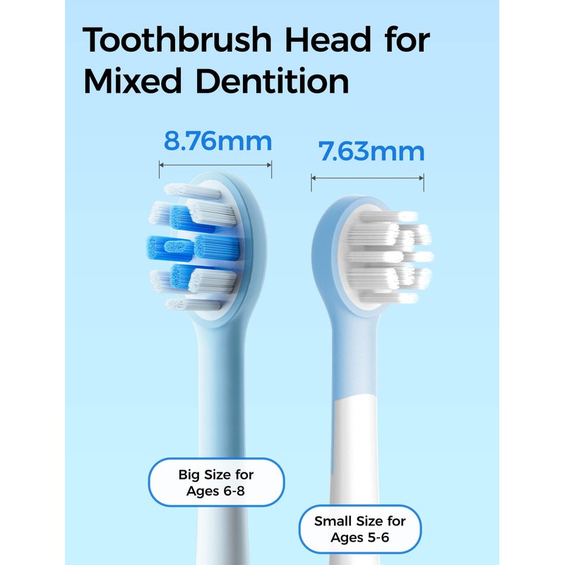 SEAGO Kids Electric Toothbrushes for Ages 5-8 with 2 Sizes