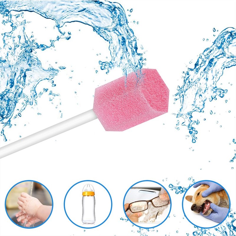 (50 Pack) Disposable Oral Swabs, Sterile Dental Sponge Swabsticks Unflavored