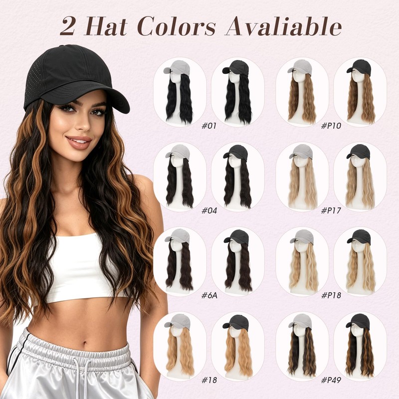 Hat Wig for Women, Wig Cap with Hair Attached,Quick-drying Baseball