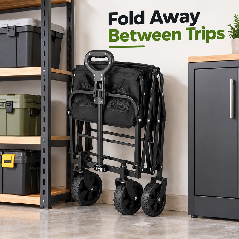 Heavy Duty Foldable Utility Wagon for Grocery Trips and Beach