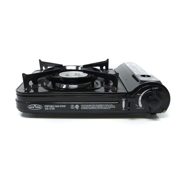 GAS ONE NEW 10,000 BTU CSA List Portable Butane Gas Stove with Carrying Case CSA Listed , Black, 10.9" H x 3.6" W x 12.8" L