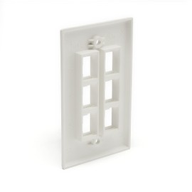 trueCABLE 6 Port Single Gang Keystone Wall Plate, UL Listed, Low Profile Design, Universally Compatible with Modular Ethernet, A/V, Coaxial, and Optical Fiber Keystones, 5 Pack, White