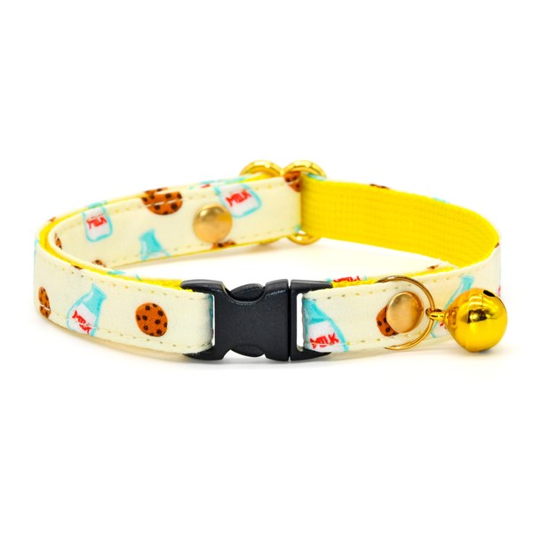 Foodie Cat Collar, Safety Breakaway Kitten Collar, Milk & Cookie
