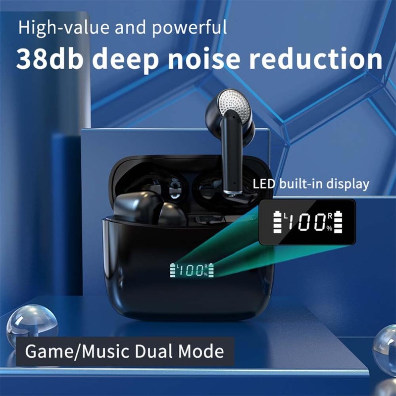 Wireless Bluetooth 5.3 Earbuds with ENC ANC 38dB Noise Cancellation,