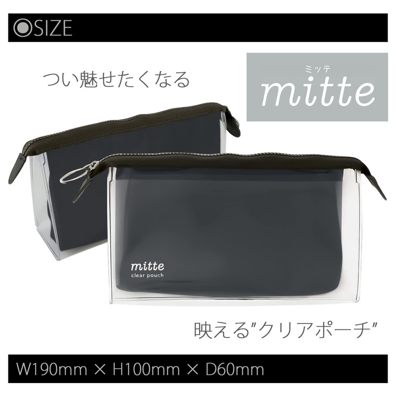 Sun-Star Stationery Pen Case Clear Pouch Mitte Gusset Light Black