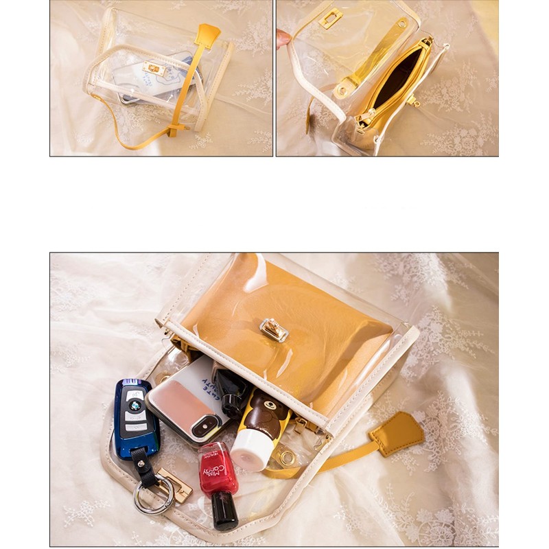 Mies' PVC Skeleton Shoulder Bag, Handbag, Transparent, Clear, Mini Bag,