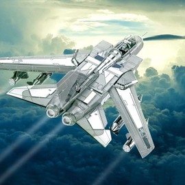 Piececool 3D Puzzle Metal Silver ADV Panavia Tornado, War Fighter Plane Craft Model Kits for Adults to Build, 3D Puzzles Adult Teens for 304 Stainless Steel, Home Decoration, 83 Pieces