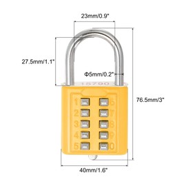 PATIKIL 10 Digit Button Combination Padlock, 5 Position Locking Mechanism Push Button Security Digital Lock for Gym Sports Locker Cabinet Toolbox, Yellow