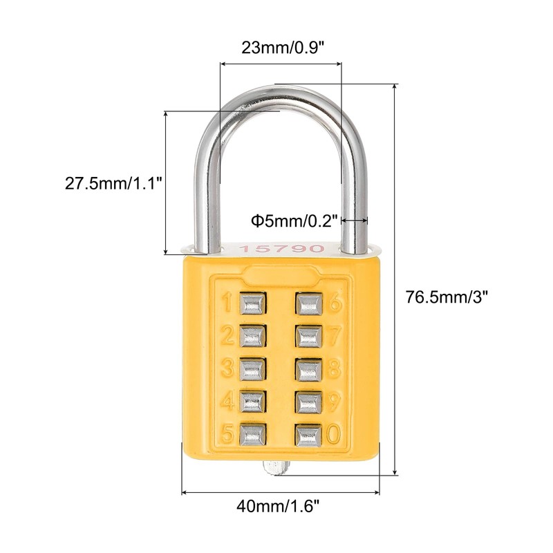 PATIKIL 10 Digit Button Combination Padlock, 5 Position Locking Mechanism