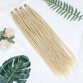 Kraler 22 Inch 40 Strands Dreadlock Extensions, Thin 0.6cm Width 613 Blonde Synthetic Crochet Dreads Extensions 100% Handmade Single Ended Dreads Reggae Style Dreadlock for Worman