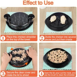 KERLIN Meat And Chicken Shredders Durable Transparent Chicken Shredder | Non-Slip | Dishwasher Safe |Convenient Chicken Shredder With Clear Lid