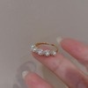 Pearls and Cubic Zirconia Dainty Multistone Adjustable Rings | 18K