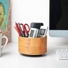 Czzmy Round Leather Art Supply Organizer,Remote Control Holder,360 Degree Spinning,Multi-Functional