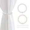 AULEEP Magnetic Curtain TieBacks, 2 Pack Pearl Curtain Tie Backs,