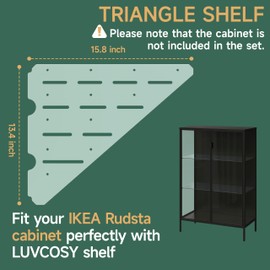 LUVCOSY Acrylic Shelf Compatible with Rudsta Wide Cabinet - 8mm Thick, Clear Acrylic Shelf Fit for Wide Rudsta Short Glass Cabinet, Greenhouse Accessories - Triangular, 2 Pack
