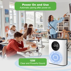 AURTEC Voice Amplifier with Magnetic Wireless Lavalier Microphone, Portable Amplifier with 2.4G Wireless Microphone, Supports Bluetooth, TF Card, USB Flash Drive and AUX Input