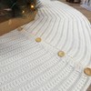 48-Inch Rib Knit Christmas Tree Skirt with Oak Buttons, Cream