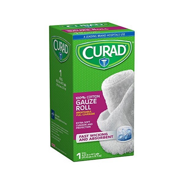 Curad Cotton Stretch Rolled Gauze, 4.5" x 4 yd (Pack of 24)