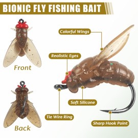 Bionic Fly Fishing Bait Kit, 18pcs Fly Fishing Lures Trout Jigs Swimbaits Dry Flies Hook for Bass Panfish Saltwater Freshwater (Brown)