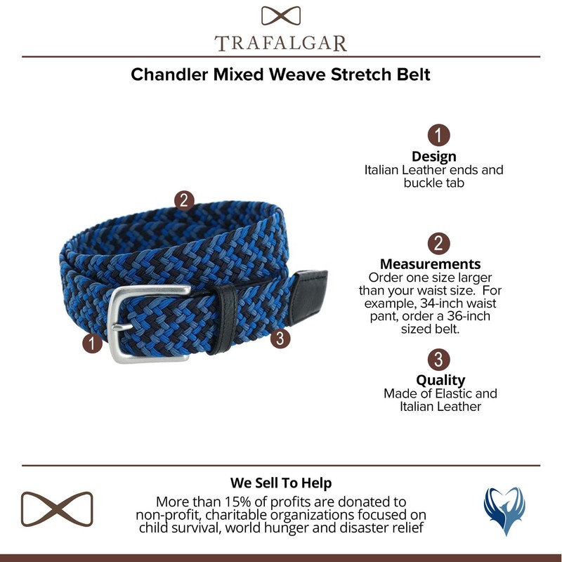 Trafalgar Chandler Cinturón elástico tejido mixto para hombre, azul Mix,