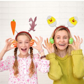 GREATRIL Easter Party Headbands Headwear Favors Supplies for Easter Holiday Photo Booth Accessories, Pack of 12