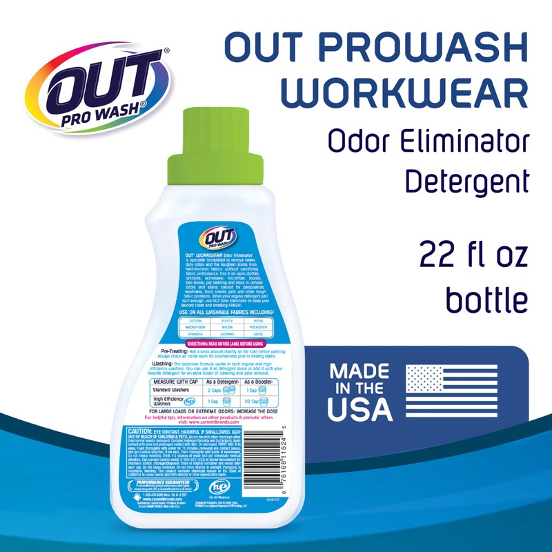 OUT ProWash Workwear Stain Remover Laundry Detergent and Odor Eliminator,