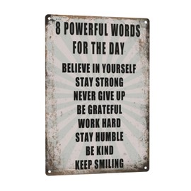 Inspirational Metal Sign Room Decor for Teen Girls - Motivational Metal Wall Art Cool Stuff for Your Room 8 Powerful Words Positive Quotes Teen Room Decor for Living Room Bedroom Classroom Gym,Office