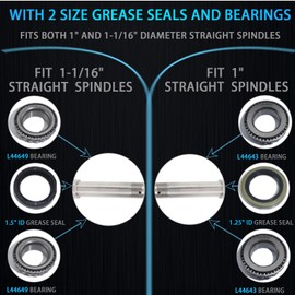 iBroPrat 1 Sets Trailer Hub Kit 5 Bolt 4.5, Trailer Axle Kit for 2000 lb 5 Lug Trailer Hub Fits 1" and 1-1/16" Spindle with Extra Dust Cap and Rubber Plug