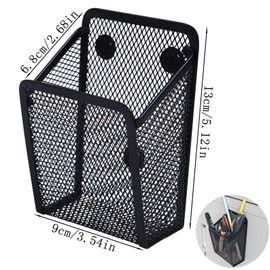 Magnetic Storage Basket Magnetic Desk Organiser Metal Mesh Storage Basket Magnets Storage Box Office Supplies Mesh Pen Holder for Locker Accessories Whiteboard Fridge Pack of 2