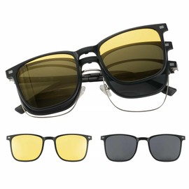 Cyxus P1572 Magnetic Glasses, Glasses and Sunglasses, 2-Way Glass, Clip-On, Various Interchangeable Lenses, UV Protection, Suit for Driving, Fishing, Golf, Mountain Climbing, Baseball, Skiing