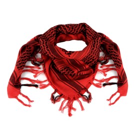[FOCUHUNTER] Tactical Desert Scarf Arab Scarf Shemagh Scarf Keffiyeh Scarf Headneck Scarf Cotton 43x43 Inch Head Wrap Arab Scarf with Tassel (Red), red