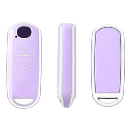 OFFCURVE Car Key Cover Car Key Case Key Fob Cover Car Key Protector Compatible with Mazda 2 3 5 6 M2 M3 M5 M6 CX-3 CX-4 CX-5 CX-7 CX-8 CX-9 MX-5 Axela Atenza Miata Crossover (Purple Silver)