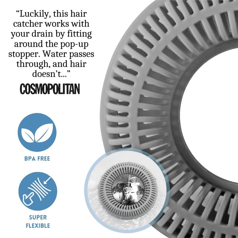 Hair Catcher for Shower Drain & Bathtub – TubRing Pop-Up