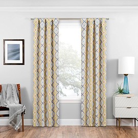 Eclipse - Cortinas de oscurecimiento de habitación para recámara – Morrow 37 x 95 Pulgadas con Aislamiento térmico, Cortinas de Bloqueo de luz para Sala de Estar, Color Dorado