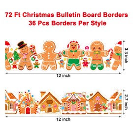 72 Ft Christmas Gingerbread Man Bulletin Board Borders Gingerbread House Borders for Winter Xmas Classroom Party Decoration