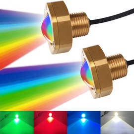 NBWDY 2Pcs RGBW IP68 1/2in NPT Boat Drain Plug Light with APP Remote Control,Marine Boat LED Light Underwater Lighting for Fishing Swimming Diving,Smart Cooling System,4100LM