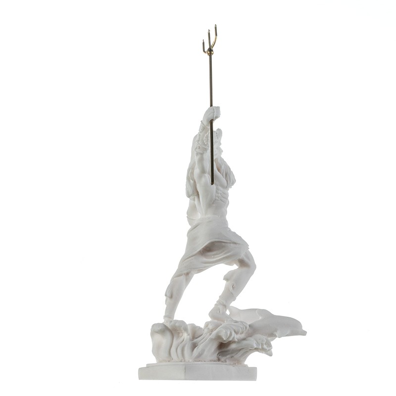 BeautifulGreekStatues Poseidon Greek God of The Sea with Trident Alabaster