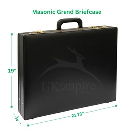 Premium Masonic Regalia Grand Apron Hard Case Briefcase, Black Leather – Freemason Bags & Cases (Imitation Leather)