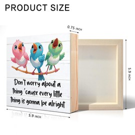 Vgrti Don't Worry about A Thing Cause Every Little Thing Gonna Be Alright Wooden Box Sign, Three Little Birds Desk Decor for Home Office, Inspirational Reminder Sign Gifts for Women Friends Sister