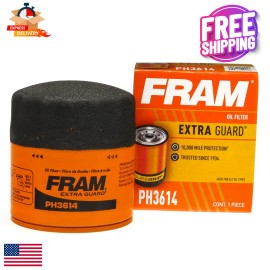 FRAM Extra Guard Oil Filter, PH3614, 10K Miles, Replacement Oil