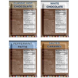 Gourmet Hot Cocoa Mix Variety Pack - 32 Count, Including Classic, White Chocolate, Salted Caramel, & Peppermint Flavors Sets