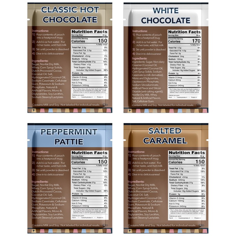 Gourmet Hot Cocoa Mix Variety Pack - 32 Count, Including
