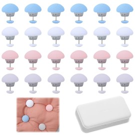 Palwin Pack of 25 Duvet Holders, Duvet Clips Fixer with Storage Box, Duvets Clips, Duvet Cover Clip for Quilt Duvet Cover Curtain Sock Clothing (Blue + White + Pink + Grey)