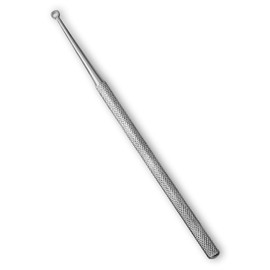 Buck Dermal Ear Wax Remover Cleaning Distel Round Safe Tip with Strong Handle Stainless Steel (Size 3 Straight/Blunt)