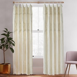 IOWER Macrame Curtains Windows 2 Panels 50" Wx75 L Macrame Closet Doorway Boho Curtains Long Macrame Decor Wedding Backdrop