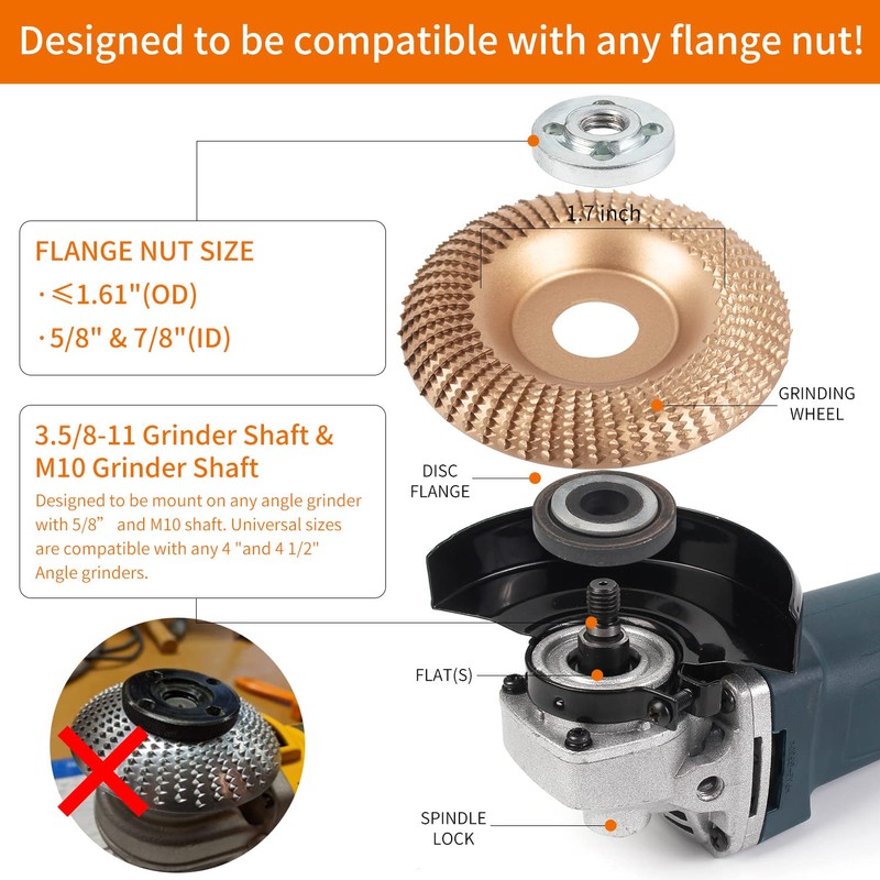 Upgraded Wood Carving Disc Grinding Wheel, Angle Grinder Attchments Wood